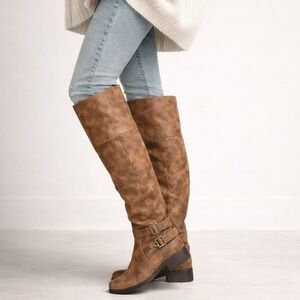 Brown Knee-High Buckle Boots equestrian boho western